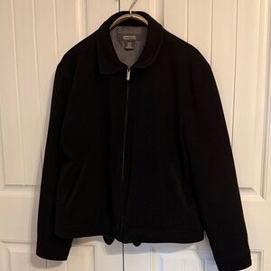 Kenneth Cole Men's Reaction XL black wool-blend lined zip-up jacket.